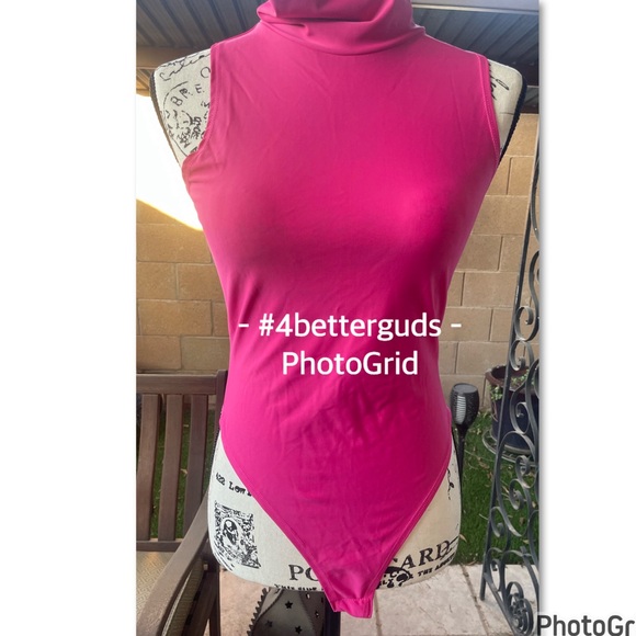 Fashion Nova Mock Neck Sleeveless Bodysuit Hot Pink Medium - Picture 14 of 14